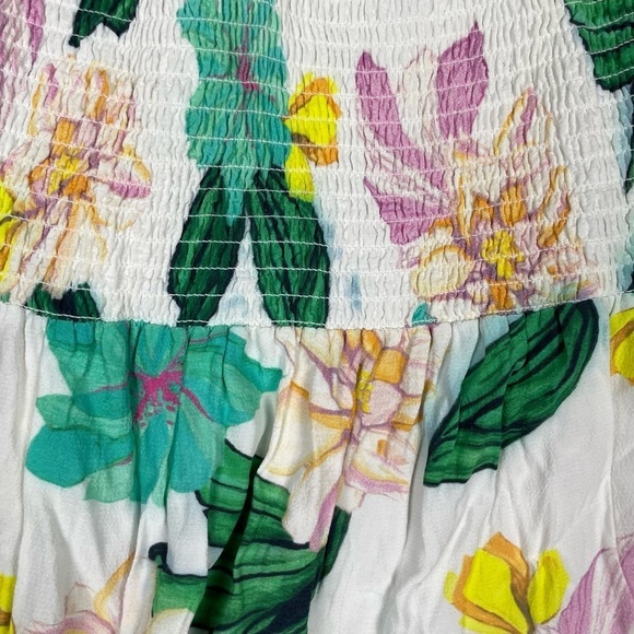 Cleobella Dress Womens Small Tropical Floral Leafy Smocked Beachy Vacation Boho - Picture 15 of 15